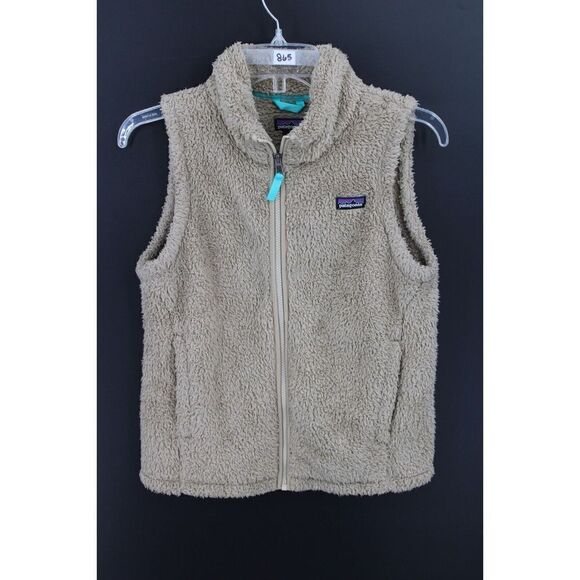 Patagonia Los Gatos Sherpa Fleece Tan Vest Girls Size 14 XL - Picture 1 of 7